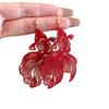 New Chinese Red Koi Ear Clips Without Ear Piercings, National Style, Festive And Exaggerated Earrings, Wedding Bride Earrings, Women