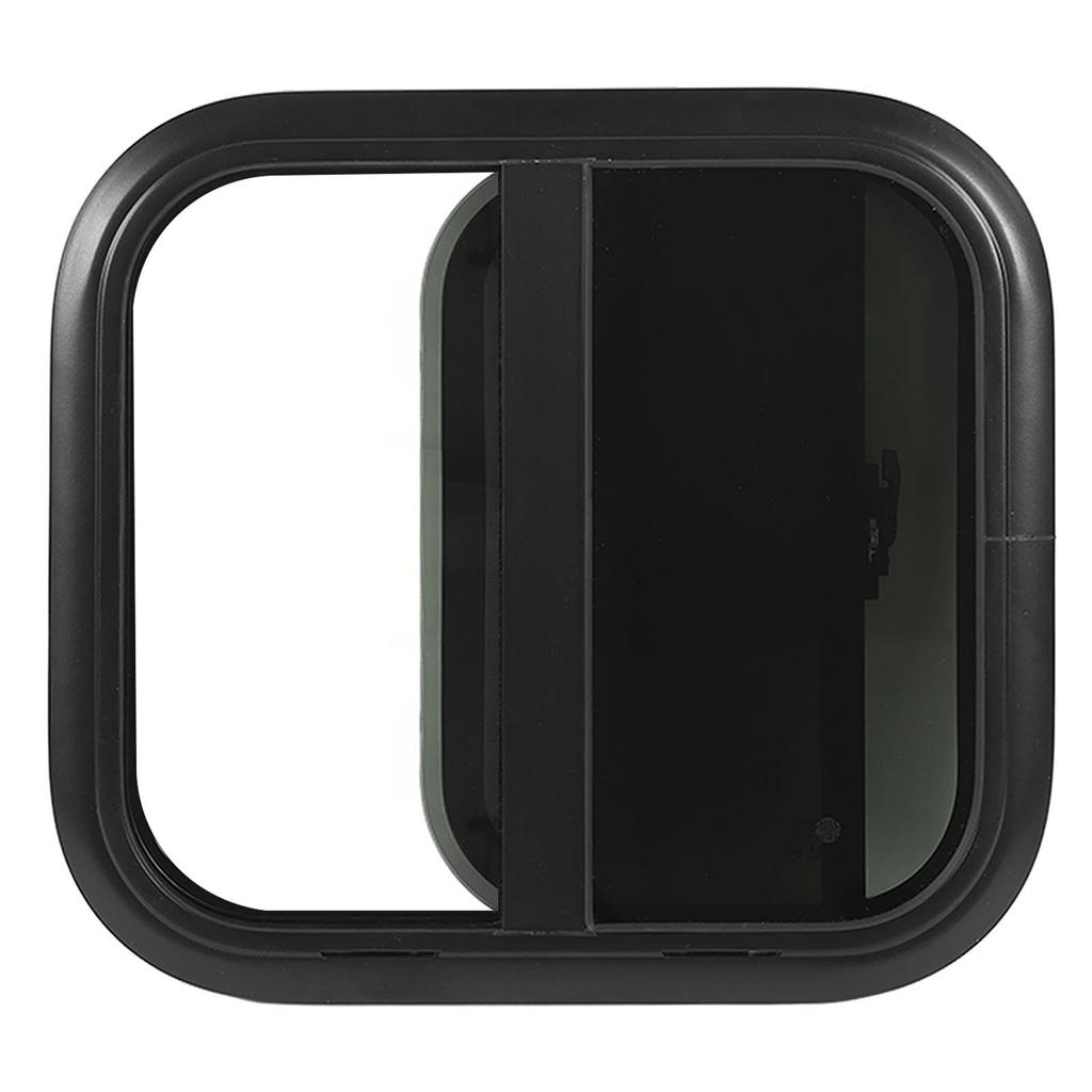 500x450mmm Rounded Sliding Windows Black Aluminum Alloy Frame UV Resistant with Movable Insect Screen for Caravan