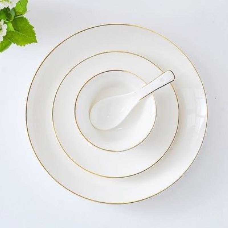 Zhi Shi Premium Gold Rim Ceramic Tableware Set