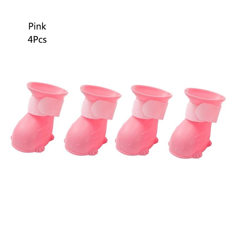 

4 шт./компл. Дождевые ботинки для домашних собак, нескользящие, водонепроницаемые, обувь для кошек, резиновые сапоги для уличной обуви, носки, чехол для лап собак и кошек Small 4cmx3.5cm