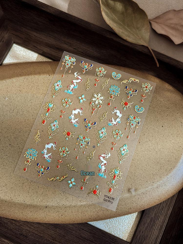 

Подвеска-лотос YITU Наклейки для нейл-арта: Горячее тиснение в китайском стиле с клеевой основой, Модель YT4378