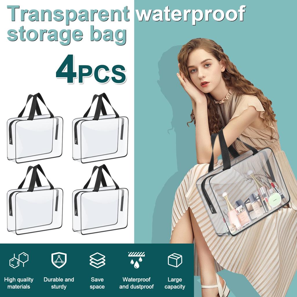 4/6 Stück PVC Make-up Aufbewahrungstaschen Tragbar Große Kapazität Wasserdicht Transparente Organizer-Tasche mit Reißverschluss für Reise Waschen Haushalt