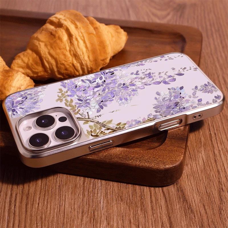 Ins Purple Petals for Apple iPhone17 Pro Mobile Phone Case 16 Electroplating 15 Matte PC14 Premium 13 Hard