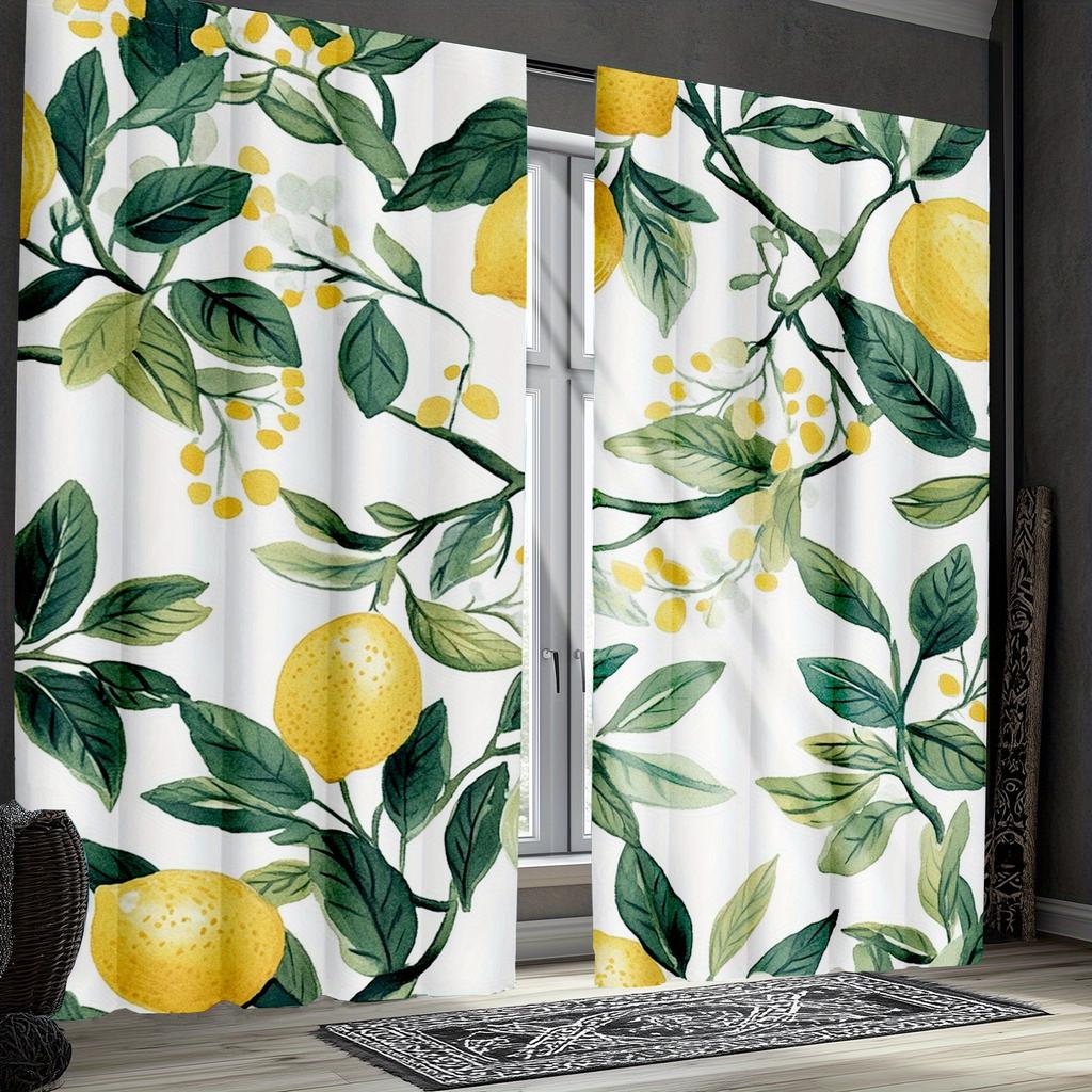 Traditional Lemon Tree Print Curtains Polyester Fabric Suitable Living Room Bedroom Curtain Made Of Washable Ready