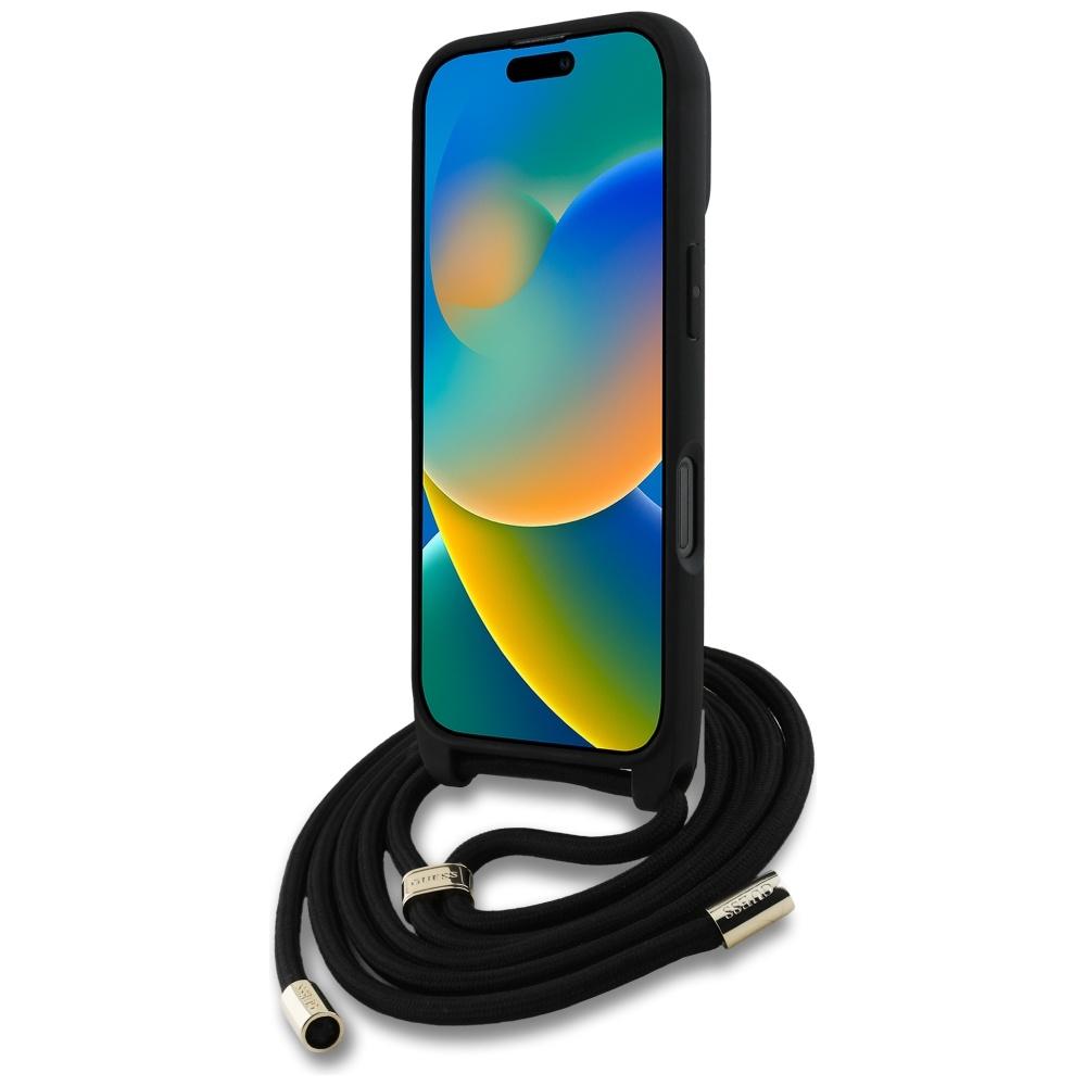 Etui Guess 4G Big Logo Cord Stap         Crossbody Do Iphone 16 Pro Czarny