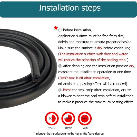 D Shape EPDM Foam Rubber Seal with Tape, Self-Adhesive Rubber Weather Stripping for Boat, Auto, RV, Marine, Garage Doors/Window and More, W:0.5";