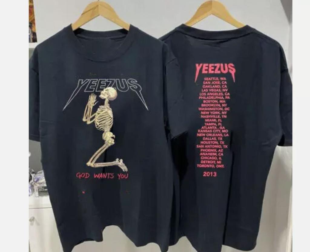Kanye West 2013 Yeezus Tour Bóg Chce Ciebie Bawełniany Czarny Unisex T-shirt