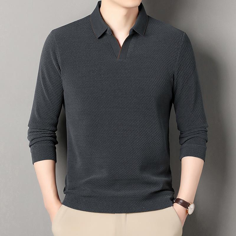 Men's POLO Shirt Men's Long-sleeved Casual Business Men's Spring and Autumn T-shirt Lead Clothes