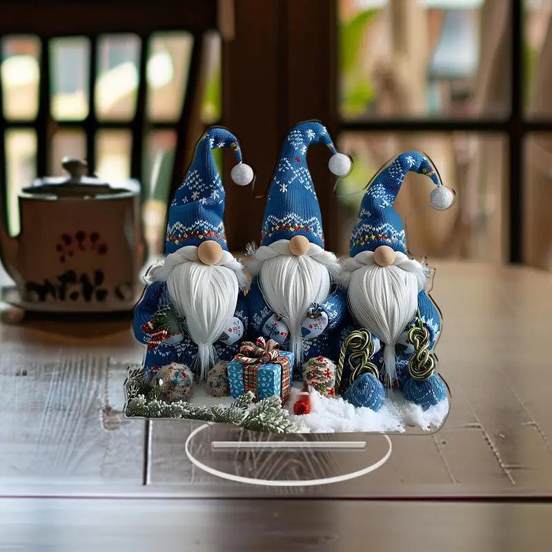 

20CM Gnome Faceless Christmas Pendant with Base 2D Acrylic Flat Christmas Decoration Home Ornament Navidad Natal Gift