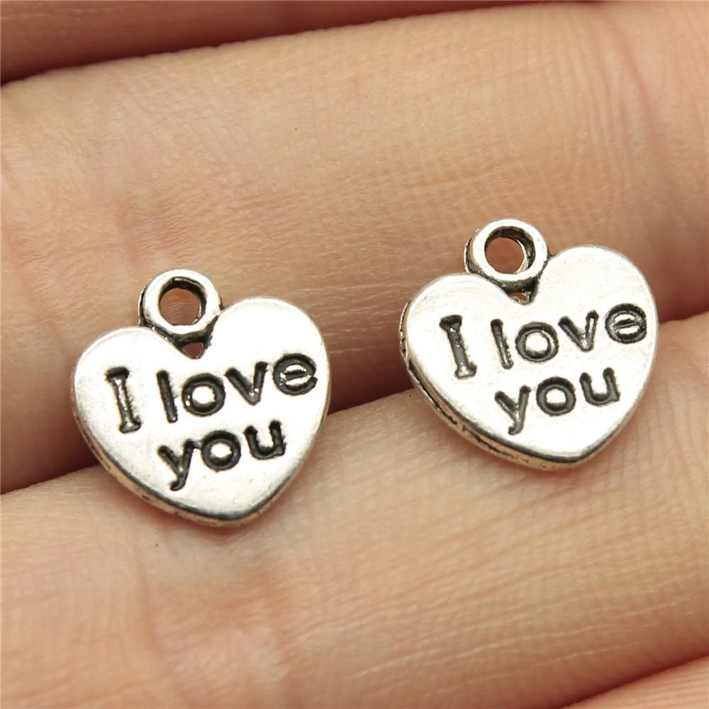 40pcs Charms Love Antique Silver Color Love Heart Charms Jewelry Findings DIY Word Love Charms Wholesale