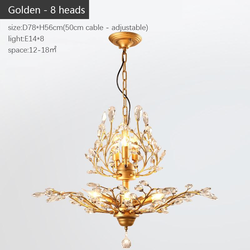 Candle  Crystal Chandelier Vintage Candle Led Pendant Light Room Decor Ceiling Hanging Light for Living Room