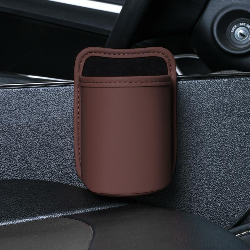 

Car Door Cup Holder Box Universal Drink Rack Storage Bin Back Clip Design Car Seat Back Water Cup Box Organizer Pocket Trumpet-BROWN