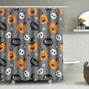 Halloween-Themed Bathroom Curtains Featuring Pumpkins, Skulls, And Ghost Faces Waterproof Fabric Suitable For Use In Bathtubs Or
