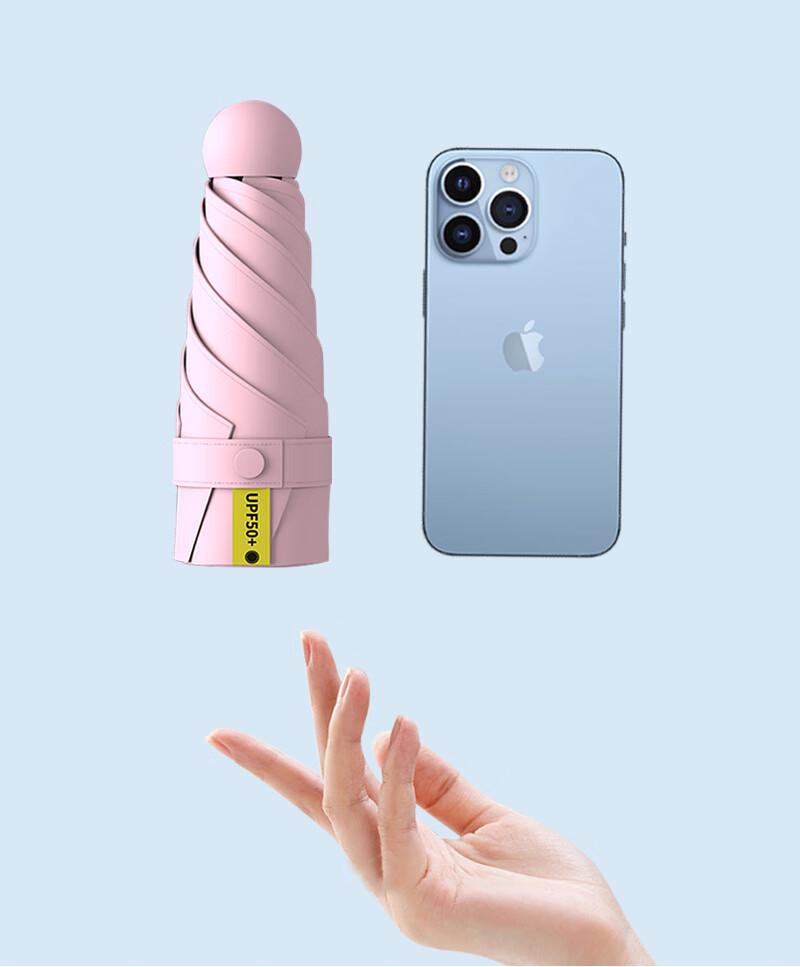 Compact Capsule Sun and Rain Umbrella: Thickened, UV-Protected, Dual-Use, Folding Black Glue Design