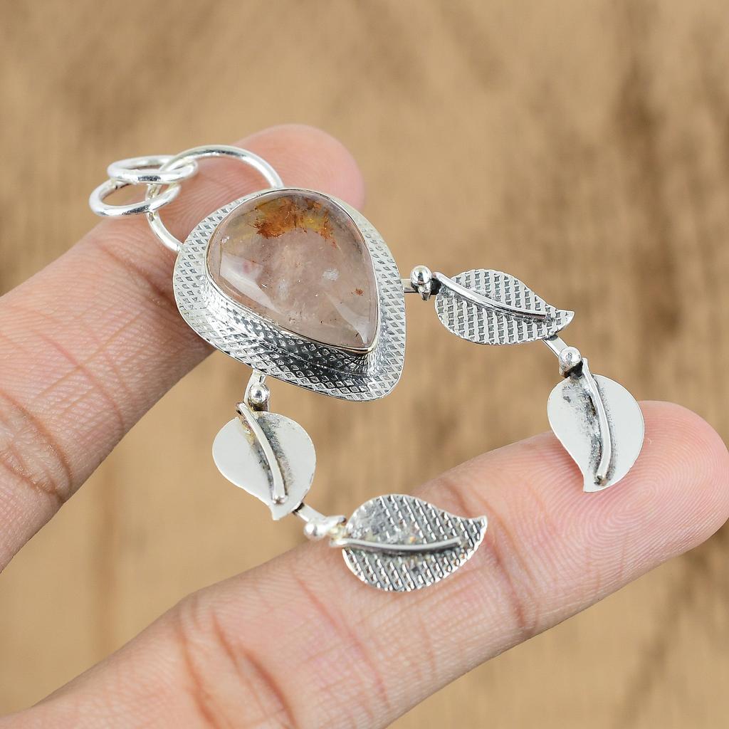 Wedding Gift For Her 925 Silver Natural Elestial Quartz Gemstone Pendant