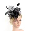 Elegant Organza Hair Drop Fascinator Hat Women Headpiece with Feather Bridal Wedding Show Race Millinery Hair Accessories