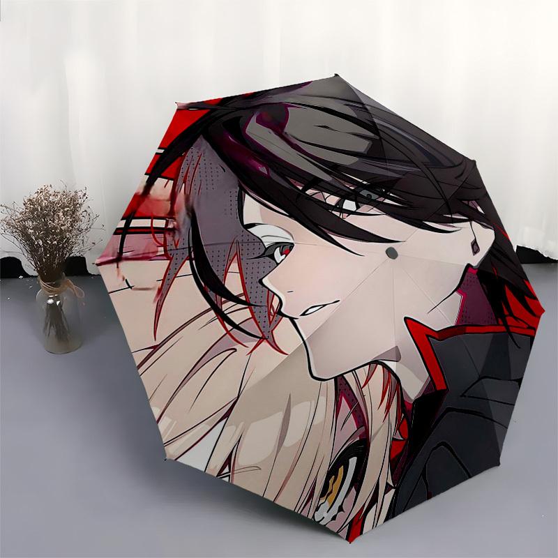 1pc Outdoor Umbrella with Anime Character Design - Automatic Opening/Closing Umbrella with Portable Tri-Fold Design, 8-Rib Iron Frame, Perfect Gi