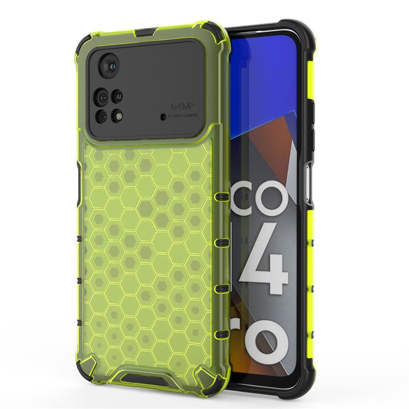 Shockproof Transparent Case For Xiaomi Poco M4 Pro 4G Honeycomb Armor Clear Case For Poco M4 Pro Case Cover For Poco M4 Pro 4G