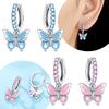 925 Silver Blue Butterfly Earrings Women's Accessory Gift Pink Animal Earrings Valentine Delicate Anniversary Jewelry