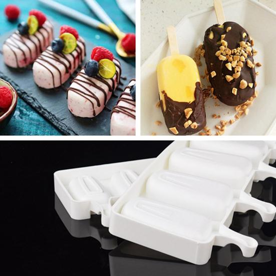 2 Sets Silicone Popsicle Molds Creative Ice Cream Mold 4 Cavities Ice Pop Mold
