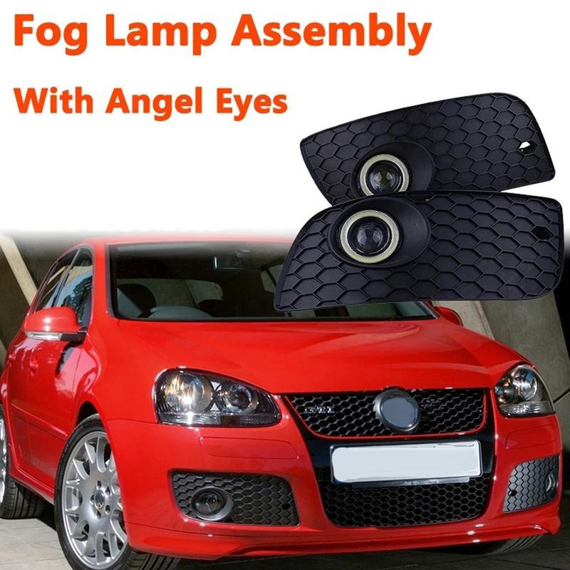 Fog Lamp Assembly Front Bumper Grille Lower Angel Eyes Lamp for Golf 5 Jetta MK5/GLI 2004-2009 Car Accessories