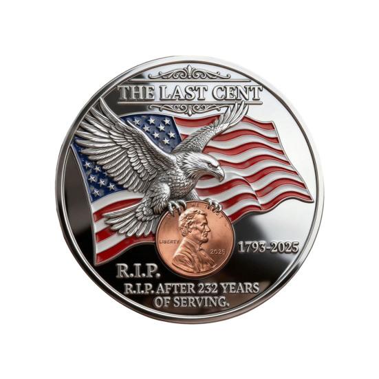 Monedă Comemorativă Finală Cent Necirculată Ultima Monedă de 1 Cent Bătută Monedă Comemorativă Simbolică Ultima Monedă de 1 Cent Suvenir Monedă de Provocare Gravată 3D pentru Colecționari