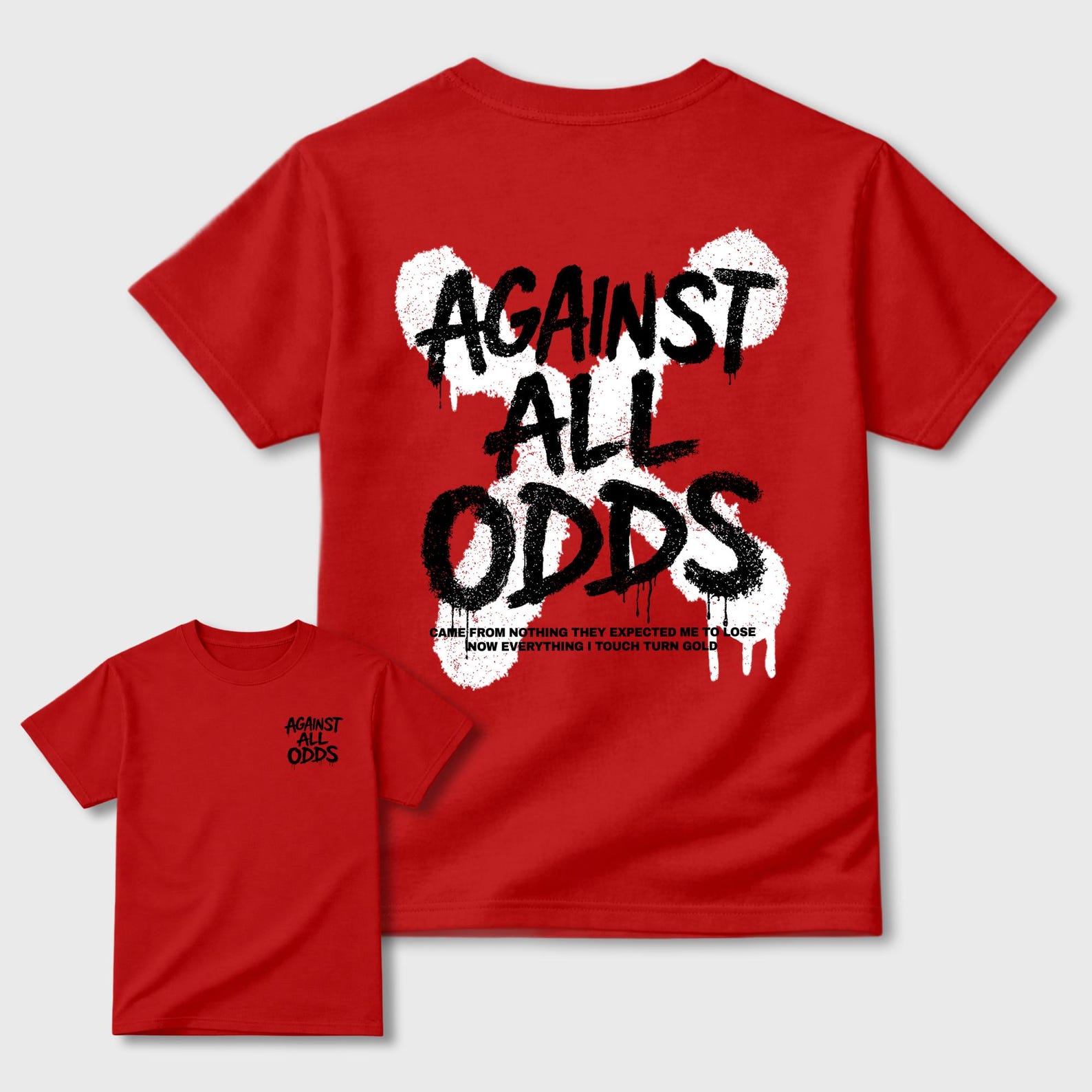 Against All Odds graphic tee. Streetwear Brand Graphic T-Shirt. 4s Toro Bravo M