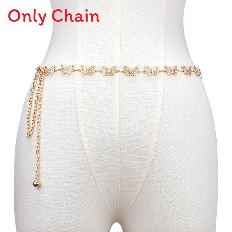 Trendy Alloy Waist Chain With Rhinestone Butterfly Design For Unisex Adult Fashion Accessory золотой