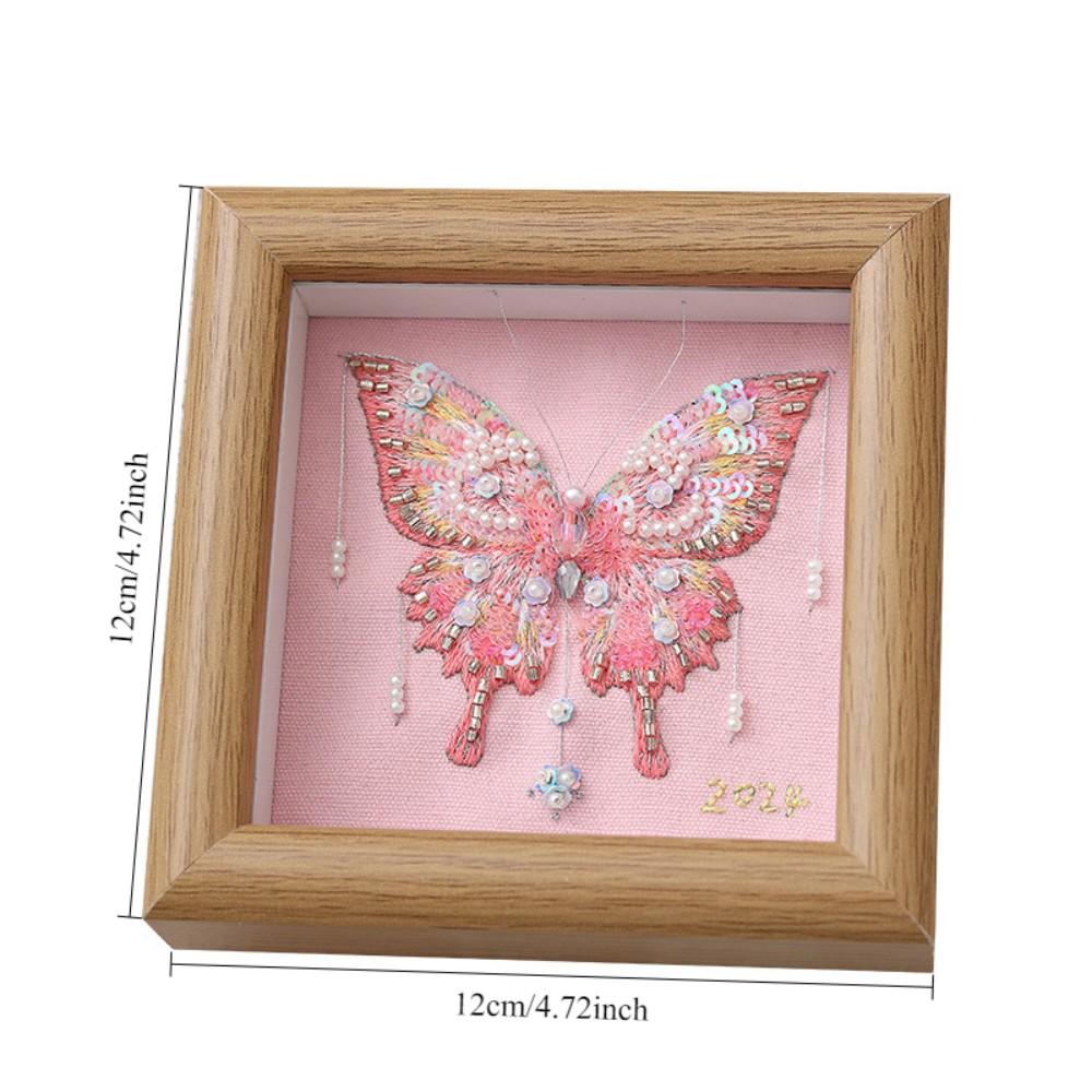 French 3D Embroidery DIY Material Kit Handmade Beaded Butterfly Picture Frame Holiday Gifts for Friends
