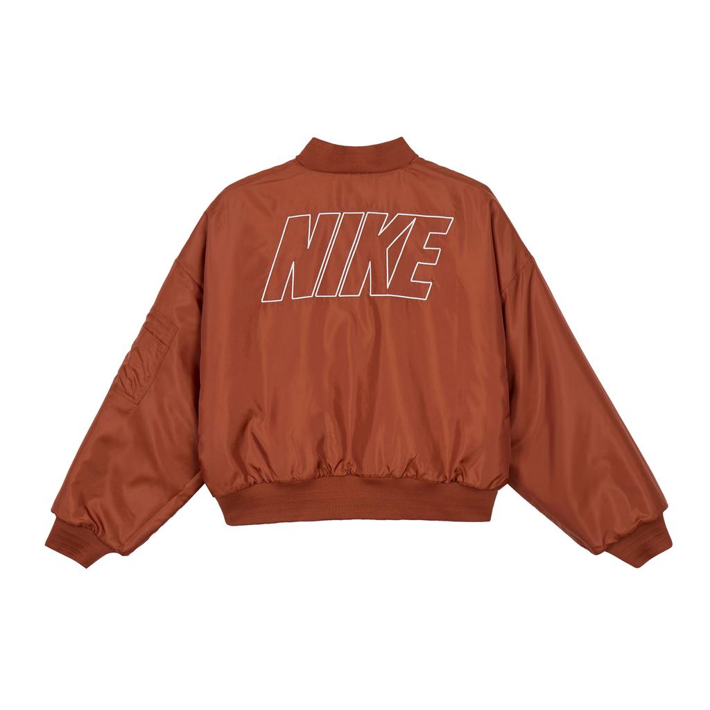 Nike Ensfarget ståkrage reversibel avslappet jakke i fuskepels damejakker rød FB8693-832