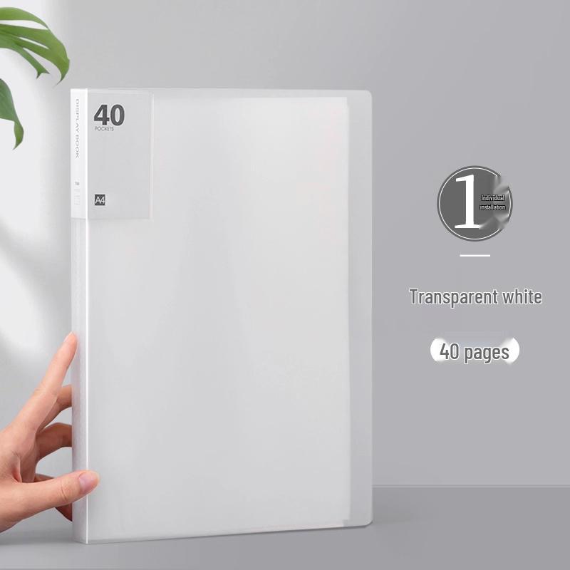 Transparent A4 Binder for Primary Students: 60-Page Insert Book, 100 Folders, Certificate Storage