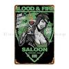 Blood And Fire Saloon Shirt Campnou Metal Sign Create Club Bar Garage Wall Cave Tin Sign Poster