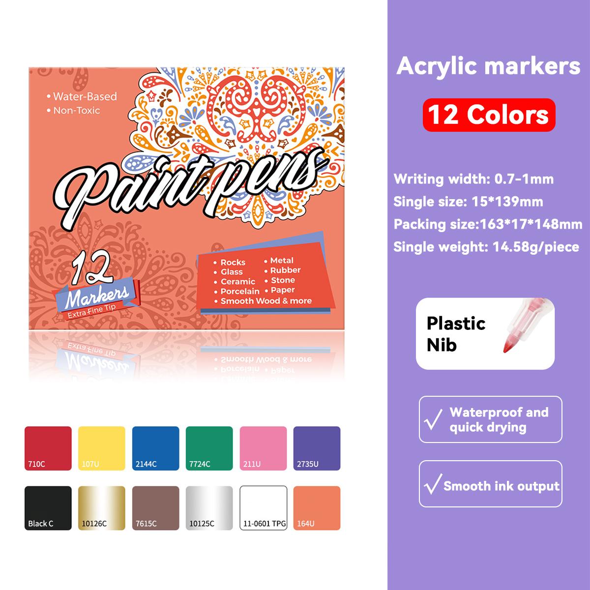 

12-48 Colorful Acrylic Marker Pens Uncleanable Art DIY Paintings Students Children Graffiti School Office Stationery Supplies