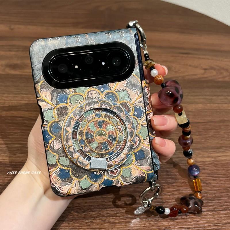 Dunhuang Ethnic Style Phone Case Pura X MAX Foldable With Magnetic Stand PC Material Anti-Shock Slip-Resistant