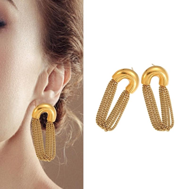Fashionable Layer Fringe Earrings Stainless Steel Jewelry Accessory for Gift Wedding Office Occasions