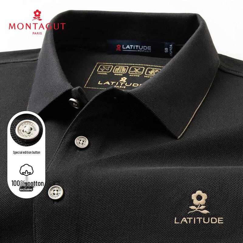 MONTAGUT Men s 100% Cotton Breathable Mesh Short-Sleeve Polo Shirt 48