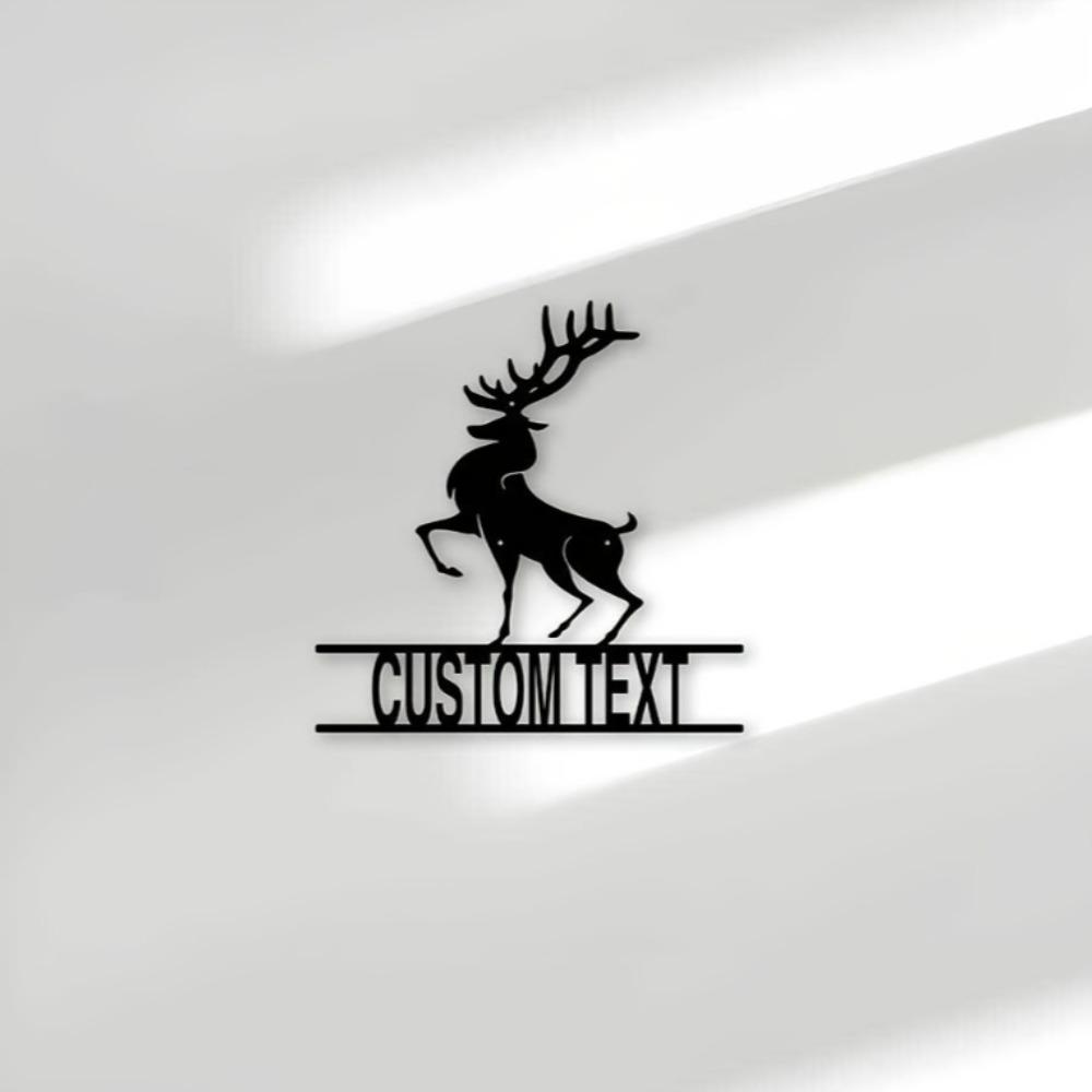 Metal Deer Name Sign, Custom House Number, Modern Entryway Decor, Housewarming Gift