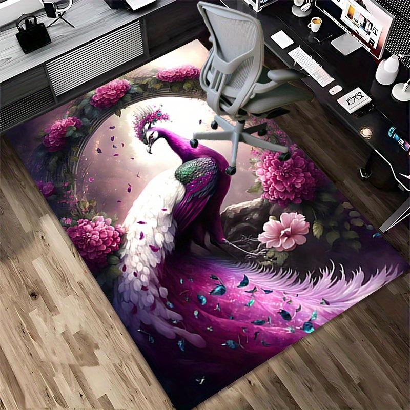 1pc Peacock Fantasy Themed Rug for Home Decor, Non-slip Office Carpet, Chair mat, Outdoor Mat, Christmas and Halloween gifts-0731011