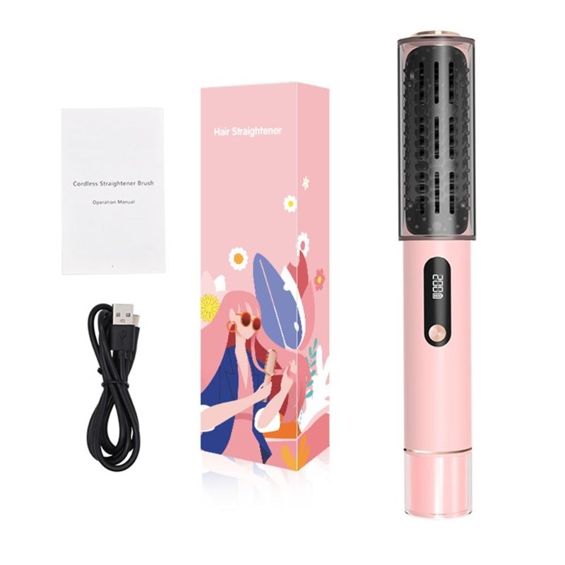 

Electric Heating Straight Hair Comb Wireless Portable Negative Ion Styling Tool Rechargeable Straightening Brush 1