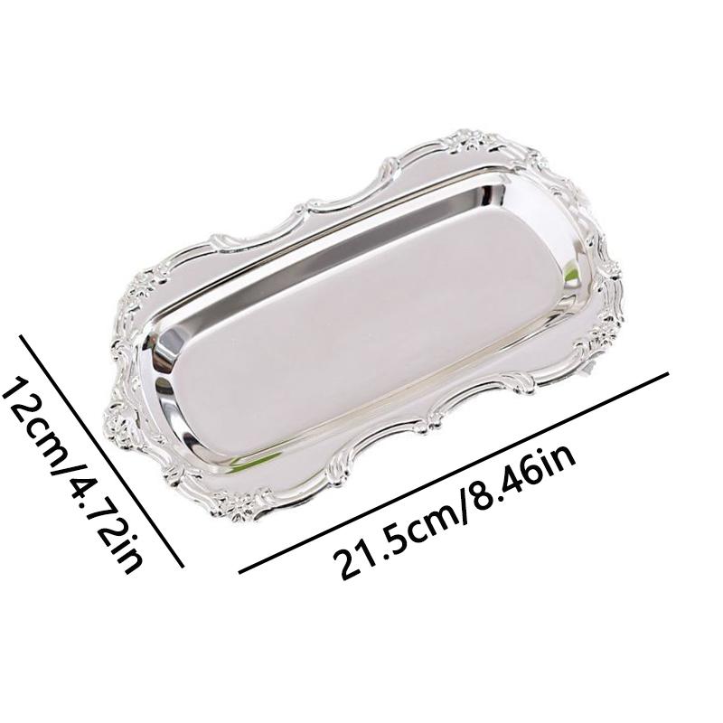 Retro Luxury Silver Plated Plates Cake Dessert Tray Perfume Key Candle Organizer Tray Home Hotel Supplies