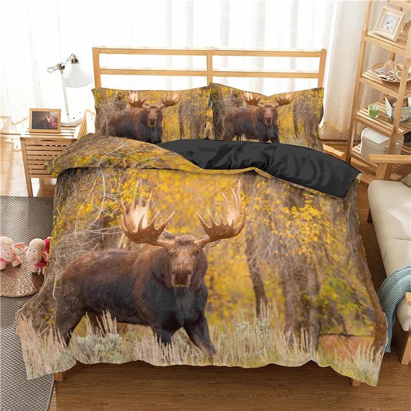 Print Pet Dog Dachshund Duvet Cover Pillowcases Bedroom Set Bedding Sets Autumn Leaves Yellow Quilt Cover 3D Animal  Bed Linens