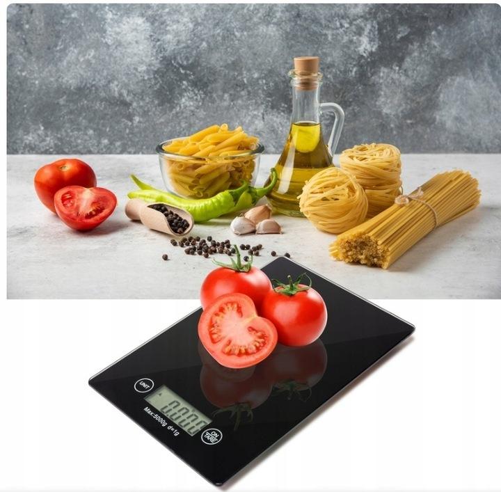 Waga Kuchenna Elektroniczna Czarna Szklana Lcd Cyfrowa Dokładna Płaska 5Kg