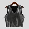 INCERUN Summer Men V Neck Glitter Sleeveless Party Clubwear Short Tank Tops