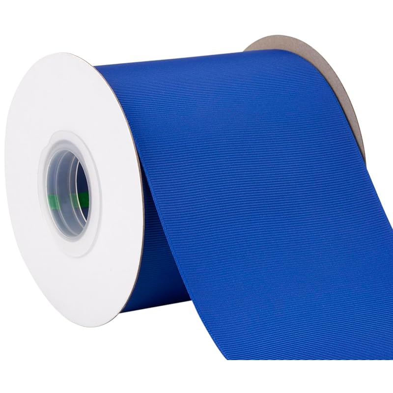 [Tekdeere]Width 100mm Solid Cobalt Grosgrain Ribbon, Perfect for Gift Wrapping, Sewing, Hair Accessories, Wedding Decorations - 22 Meters/roll