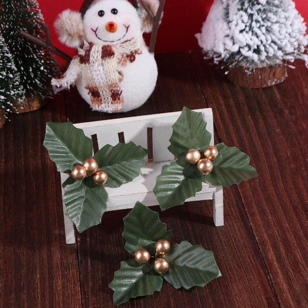 12Pcs/set Handmade Artificial Christmas Leaves Cute Mini Christmas Holly Wreaths Foam DIY Bonsai Plant Accessories Home Decor