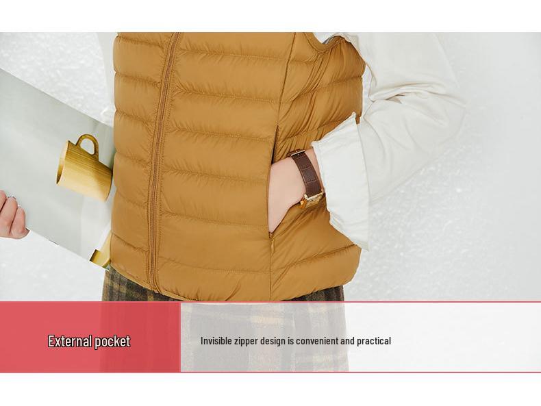 Youjia Dámská lehká vesta s 90% prachovým peřím z bílé kachny - Bez rukávů, hřejivá a stylová pro podzim a zimu
