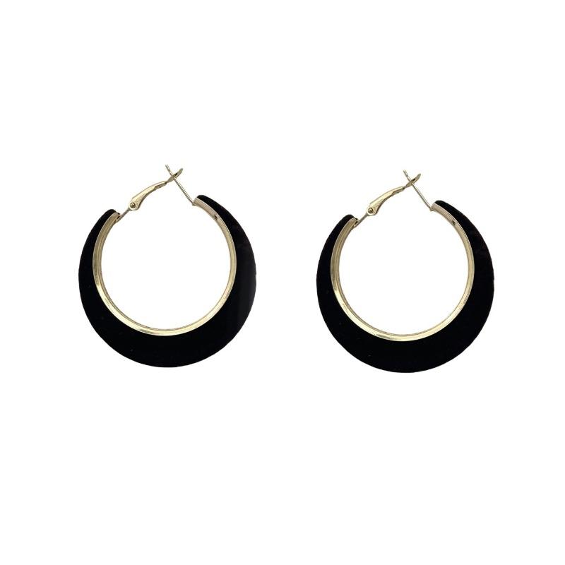 Vintage Flocked Round Hoop Earrings Simple Versatile Fashion Jewelry For Women