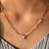 European American Hot Sale Women's 18k Gold-Plated Bamboo Square Water Drop Zircon Stainless Steel Pendant Necklace All-Match