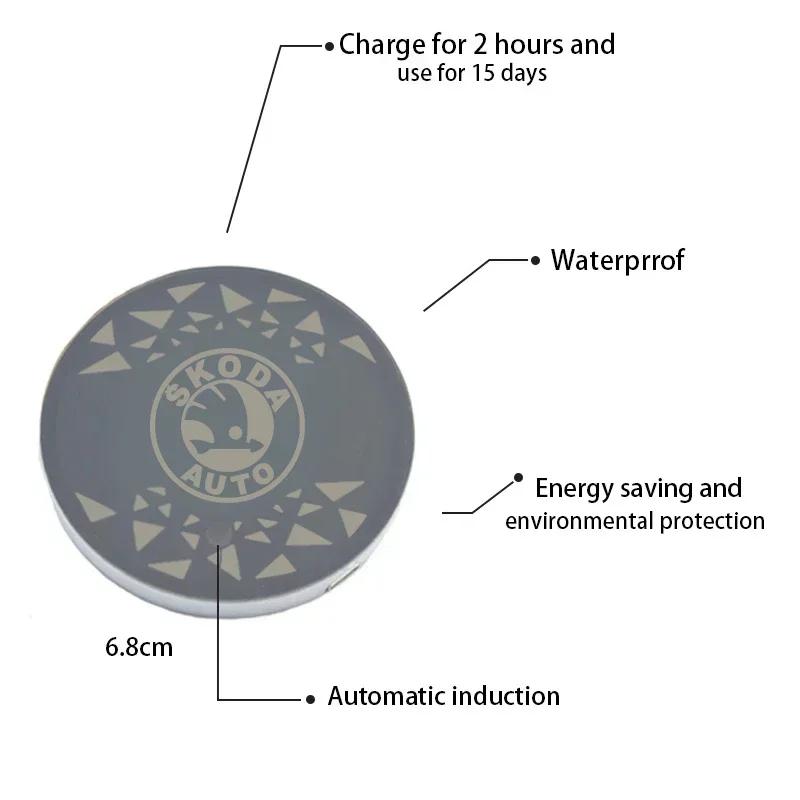 Car Sticker 2026 Hot for Skoda Car LED Water Coaster Cup Anti-Slip Mat Luminous Drink Holder Lamp Octavia A5 A7 Fabia Superb Kam