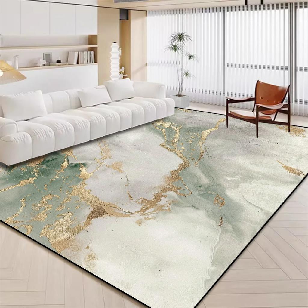 Luxury White Marble Carpet for Living Room Nordic Gold Decoration Home Tapis Non-slip Washable Rugs for Bedroom Ins Floor Mat